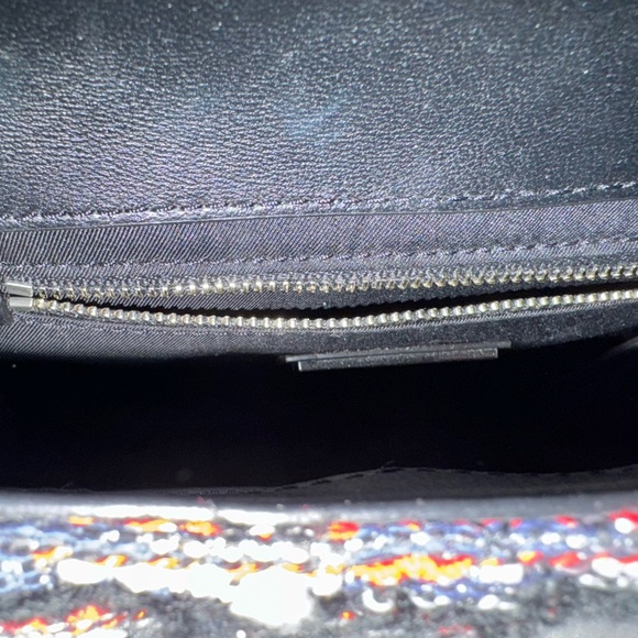 Authentic Tory Burch Fleming Chic Black and Red Tweed Chain Bag - Picture 5 of 15